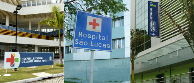 Os hospitais estaduais Dr. Jayme Santos Neves,  São Lucas e Central são administrados por organizações sociais